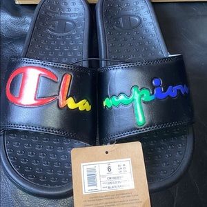 Champions slide size 6 & Nike shirts